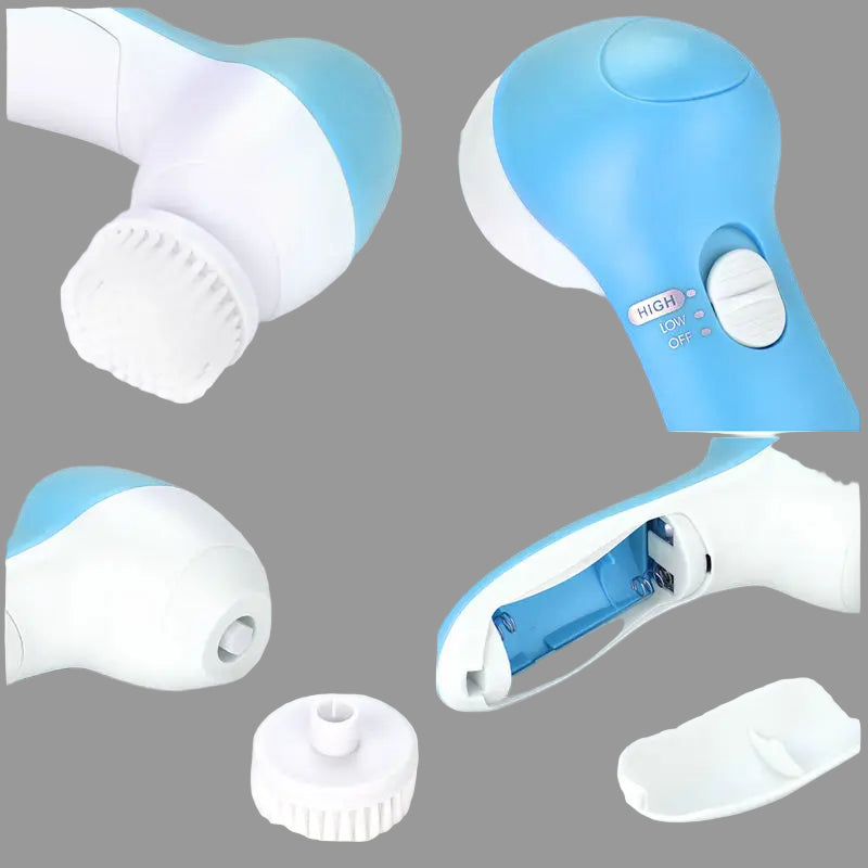 5-in-1 Electric Facial Cleansing Brush β Deep Cleaning, Exfoliation & Massage Spa Tool