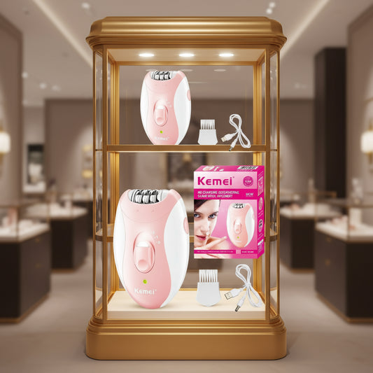 Kemei 2-in-1 Rechargeable Women’s Epilator & Trimmer – Smooth Skin Anywhere