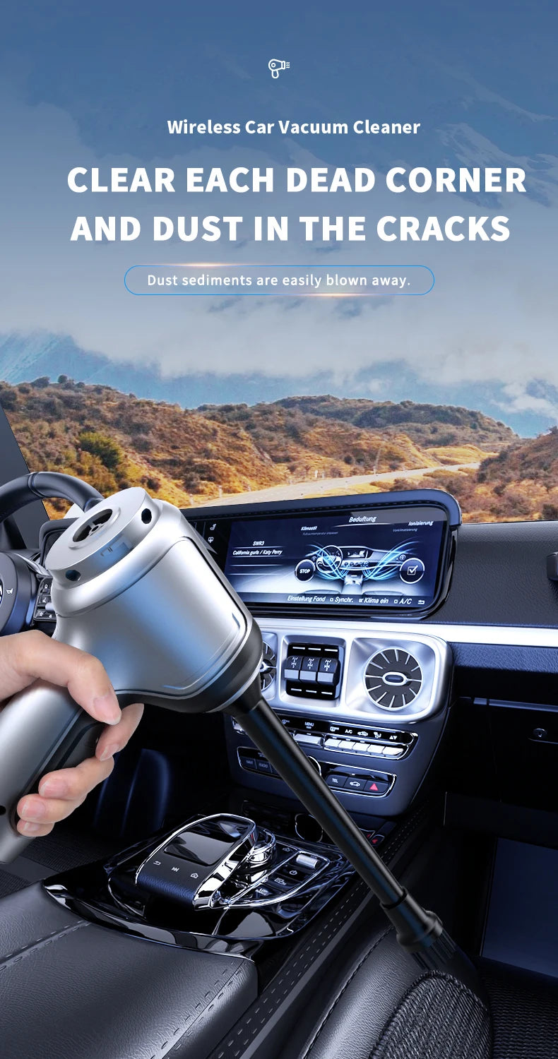 Portable Wireless Car Vacuum – 4-in-1 Handheld Cleaner with Powerful Suction for Home & Auto