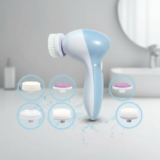 5-in-1 Electric Facial Cleansing Brush – Deep Cleaning, Exfoliation & Massage Spa Tool